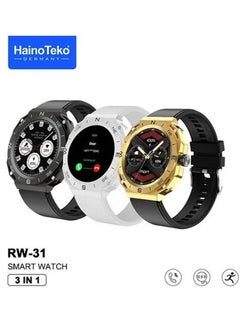 Haino Teko "RW31 Smartwatch – 3-in-1 Triple Case, Fitness & Health Tracker, Heart Rate & Sleep Monitor, Multi-Sport Modes, IP68 Waterproof, Smart Notifications, Long Battery Life, 1.75" Touch Screen – Compatible with iOS & Android, Black"  - Image 1