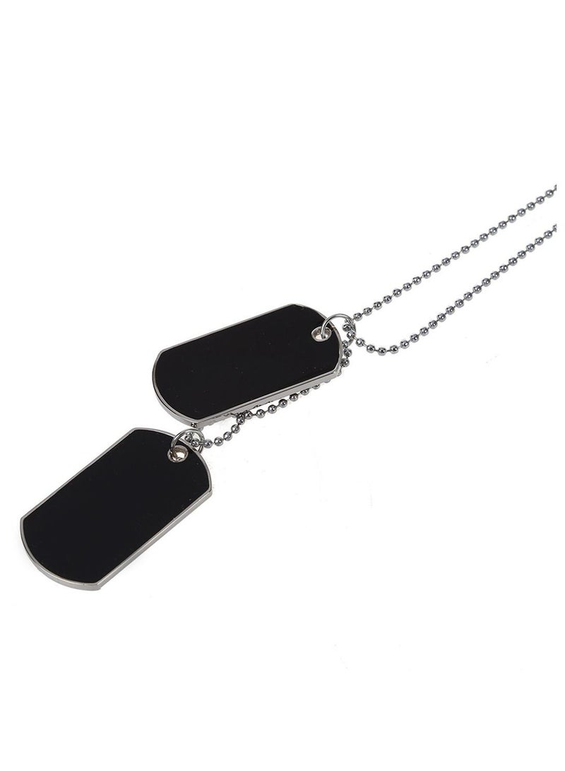 Zchiko Army Style Double Dog Tag 2 pcs Pendant Necklace_ Silver - Image 1