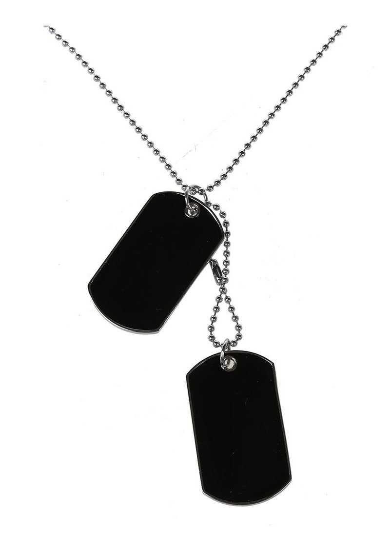 Zchiko Army Style Double Dog Tag 2 pcs Pendant Necklace_ Silver - Image 3