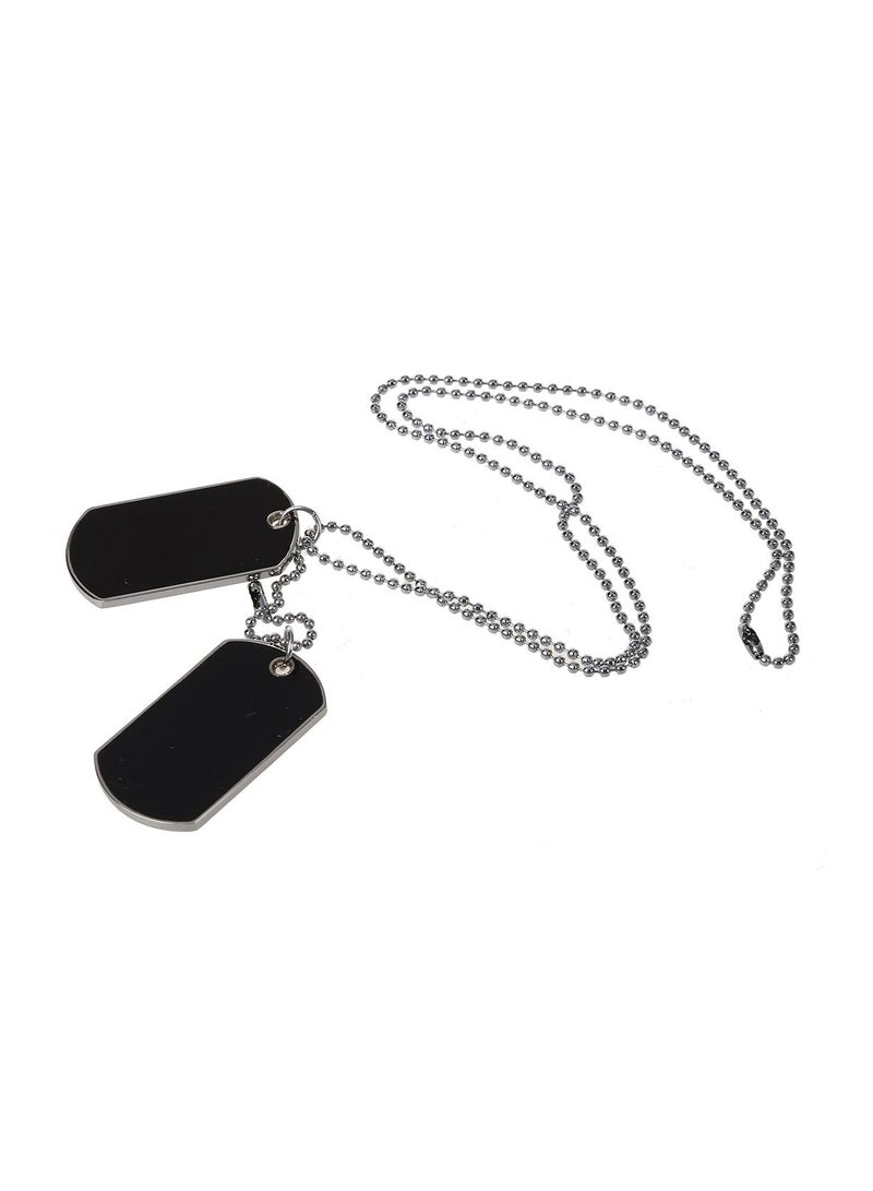 Zchiko Army Style Double Dog Tag 2 pcs Pendant Necklace_ Silver - Image 2