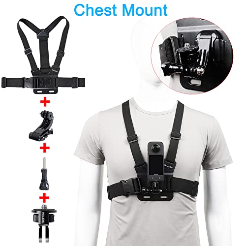 PellKing Accessories Kit for Insta360 X5 X4 ONE X3 X2 X GO 3s RS R, 4in1 Chest Strap Harness/Head Mount/Neck Holder/Backpack Strap Mount for Insta 360 GoPro DJI Action Camera - Image 2