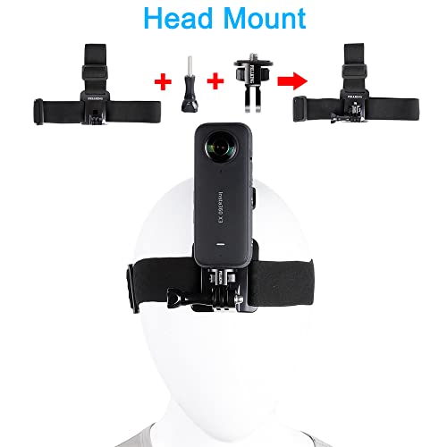 PellKing Accessories Kit for Insta360 X5 X4 ONE X3 X2 X GO 3s RS R, 4in1 Chest Strap Harness/Head Mount/Neck Holder/Backpack Strap Mount for Insta 360 GoPro DJI Action Camera - Image 4