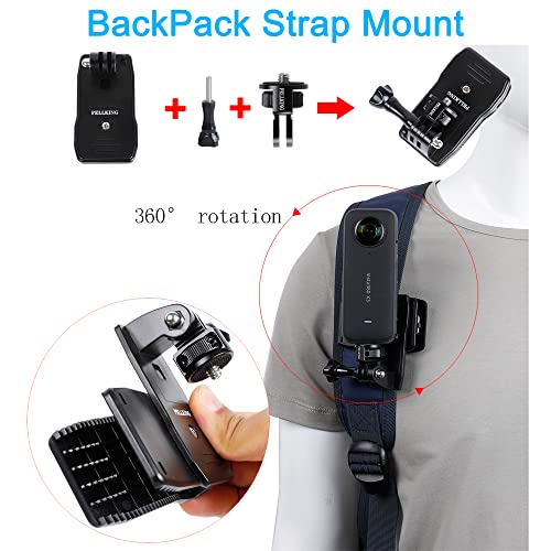 PellKing Accessories Kit for Insta360 X5 X4 ONE X3 X2 X GO 3s RS R, 4in1 Chest Strap Harness/Head Mount/Neck Holder/Backpack Strap Mount for Insta 360 GoPro DJI Action Camera - Image 5