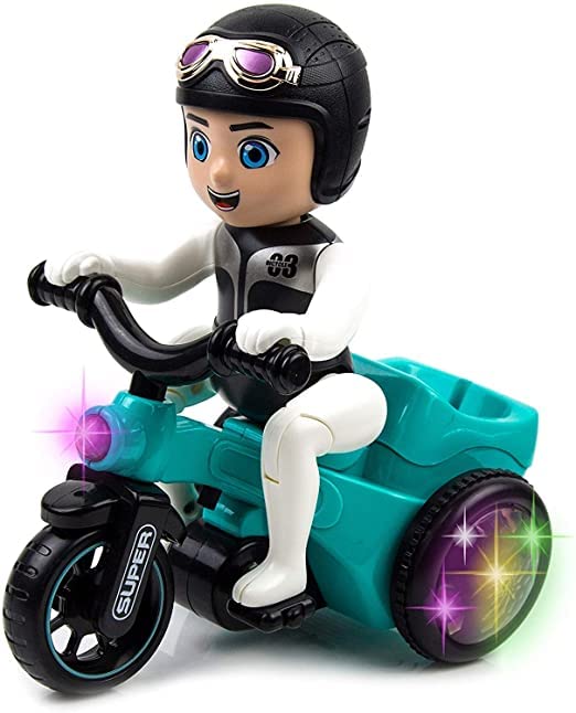 Goyal's Bump & Go Toy with Flashing Lights Music Sound Automatic Riding 360° Rotation Entertainment Vehicle with Figures for Kids Both Boys and Girls, Assorted Multicolor (03 Bicycle) - Image 1