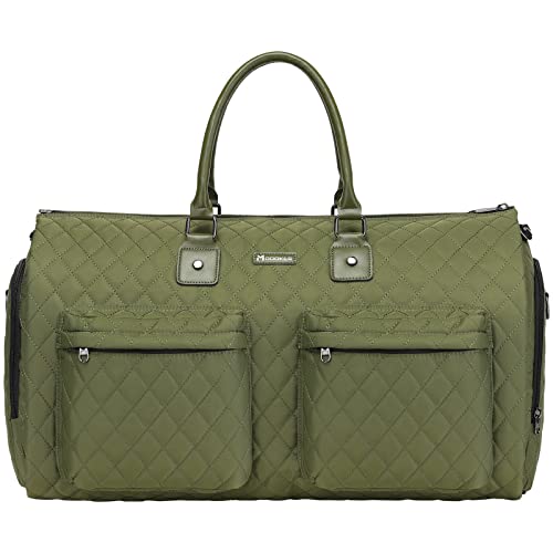 Womens Convertible Garment Bags for Travel Modoker Waterproof Carry On Garment Bag Garment Duffel Bag 2 in 1 Hanging Suitcase Suit Travel Luggage Bag Green