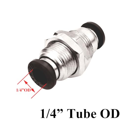 Beduan Pneumatic Plastic Bulkhead Union Fitting 1/4 inch Tube OD x 1/4 inch Tube OD Push to Connect Air Fitting (Pack of 5) - Image 4
