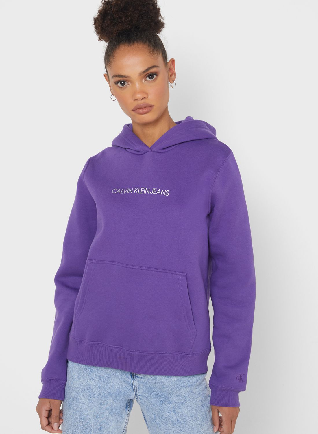 Buy Calvin Klein Jeans Purple Logo Hoodie for Women in UAE