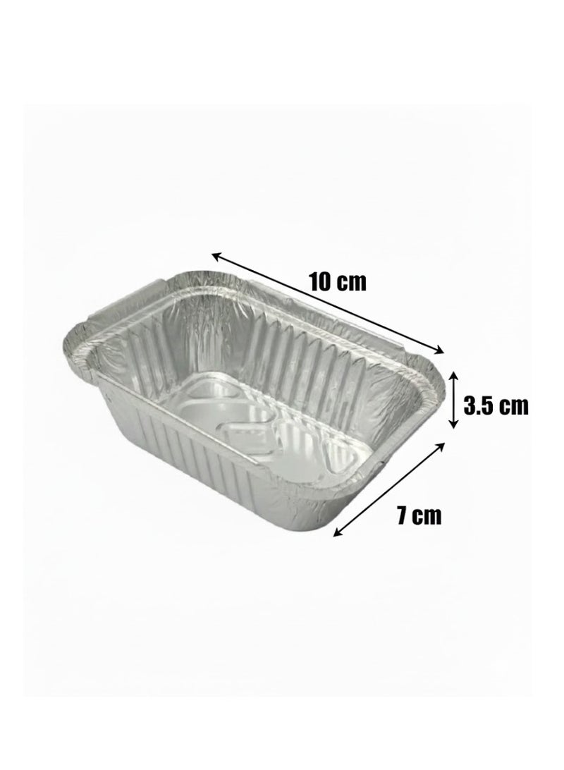 Mini Heavy Duty Disposable Aluminum Oblong Foil Pans with Lid Covers 100% Recyclable Tin Food Storage Tray Extra-Sturdy Containers for Cooking Baking Meal Prep Takeout Size 10 x 7 x 3.5 cm  (50 pices) - Image 3