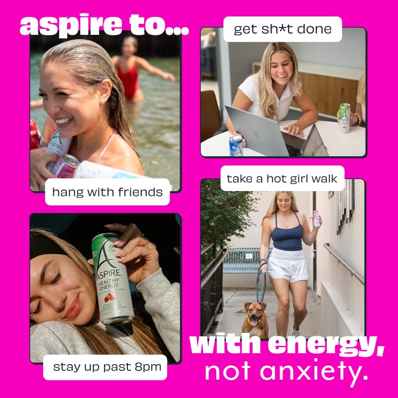 ASPIRE® Raspberry Acai, Healthy Energy Drink 80mg Natural Caffeine, Zero Sugar No Carbs Keto Friendly, 12 Pack Green Tea Sugar Free Drink Low Caffeine Zero Calorie - Image 5