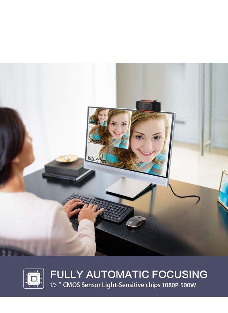 Generic - webcam  Autofocus 1080 HD , Business , USB Web Camera with stereo microphone for video recording, Plug and play, for online class use with Pc, Laptop, Skype, Facetime, WeChat - Image 1