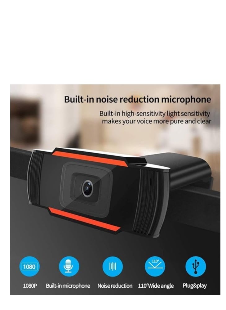 Generic - webcam  Autofocus 1080 HD , Business , USB Web Camera with stereo microphone for video recording, Plug and play, for online class use with Pc, Laptop, Skype, Facetime, WeChat - Image 1