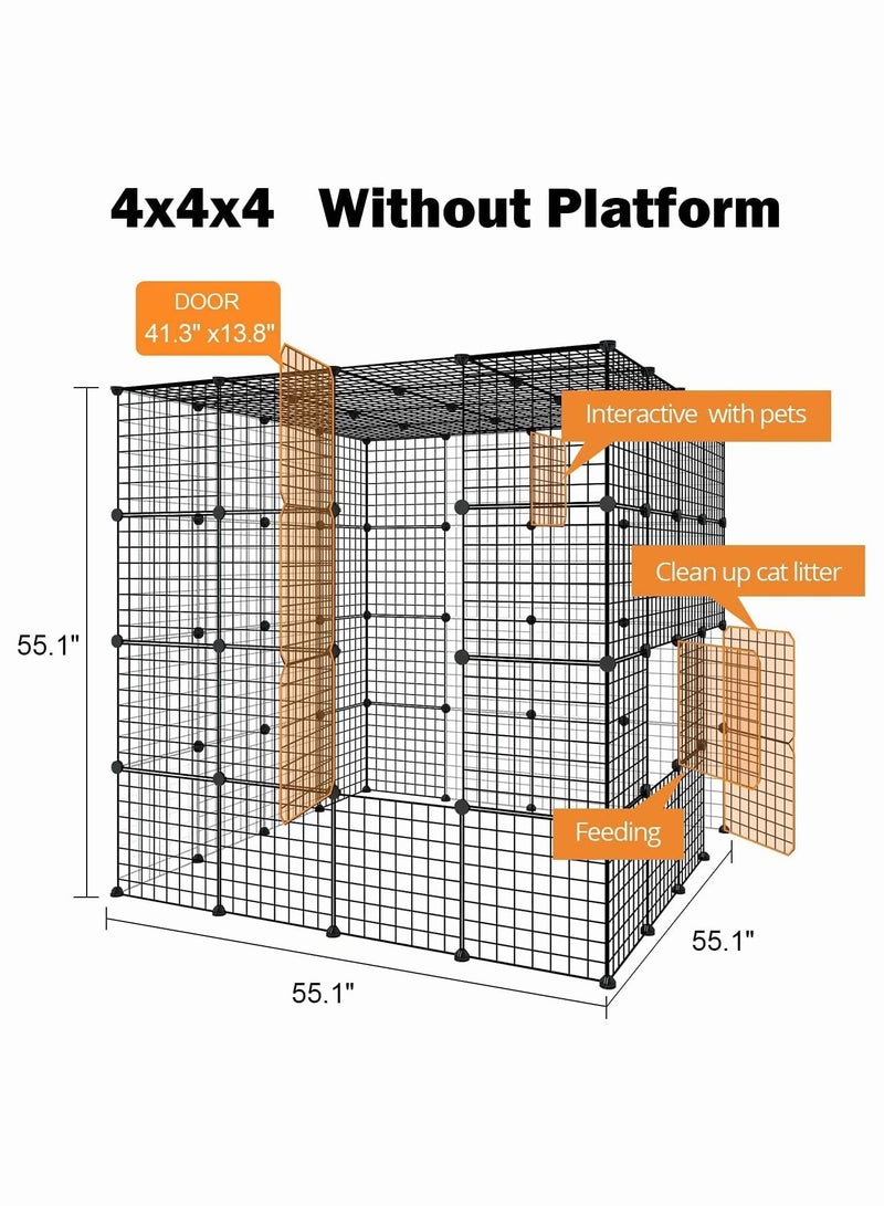 Generic Large Cat Cage Indoor Detachable Pet Home Small Animal House Diy Cat Playpen, Metal Wire Kennels Crate Large Exercise Place Ideal For 1-3 Cat 55.1L × 55.1H × 55.1W  - Image 3