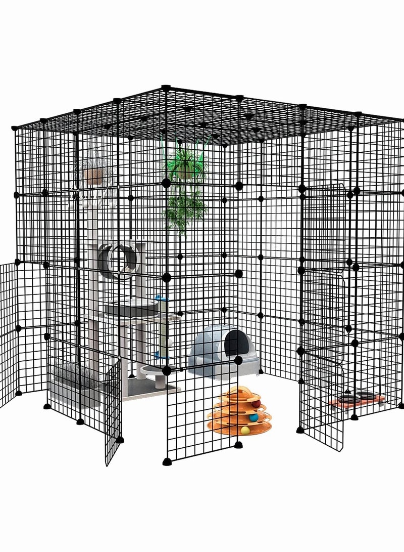 Generic Large Cat Cage Indoor Detachable Pet Home Small Animal House Diy Cat Playpen, Metal Wire Kennels Crate Large Exercise Place Ideal For 1-3 Cat 55.1L × 55.1H × 55.1W  - Image 2