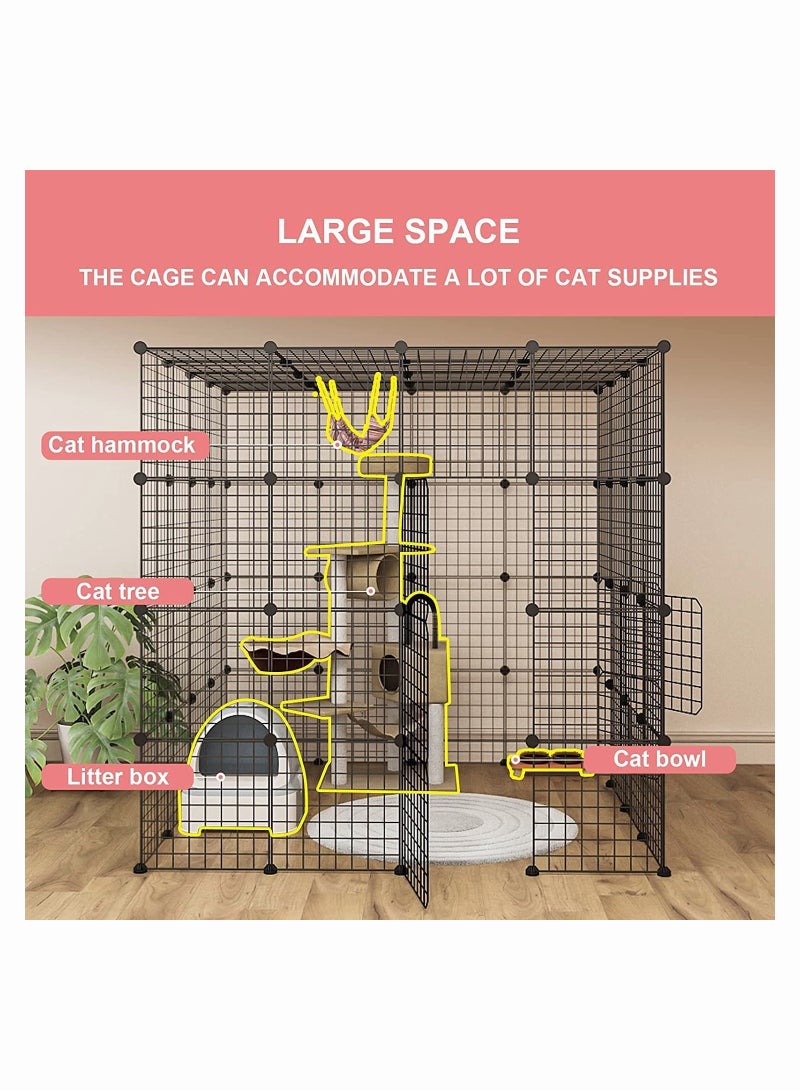 Generic Large Cat Cage Indoor Detachable Pet Home Small Animal House Diy Cat Playpen, Metal Wire Kennels Crate Large Exercise Place Ideal For 1-3 Cat 55.1L × 55.1H × 55.1W  - Image 4