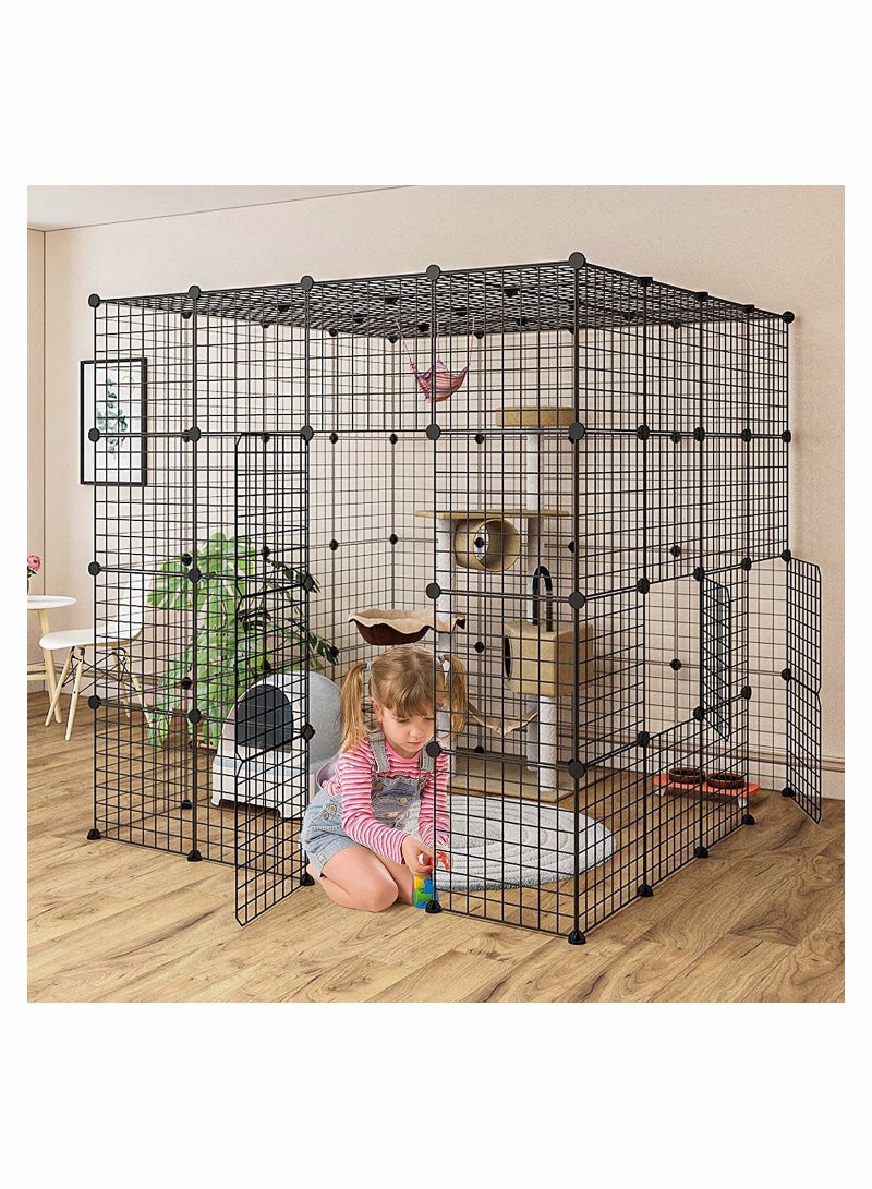 Generic Large Cat Cage Indoor Detachable Pet Home Small Animal House Diy Cat Playpen, Metal Wire Kennels Crate Large Exercise Place Ideal For 1-3 Cat 55.1L × 55.1H × 55.1W  - Image 1