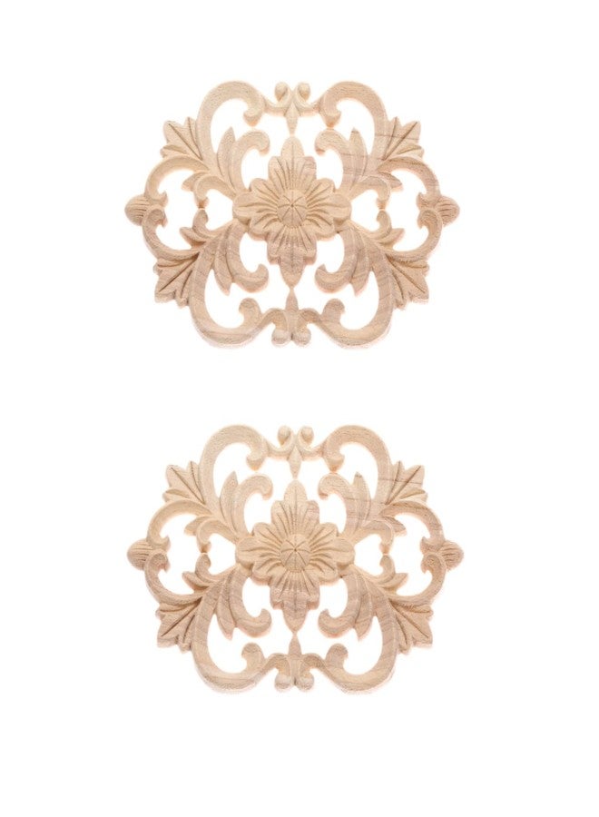 MUXSAM Wood Carved Applique Onlay Furniture Corner Frame Decal Unpainted Furniture DIY Decoration for Furniture Home Door Cabinet (30 x 19cm / 11.8 x 7.5inch), Pack of 2 - Image 1