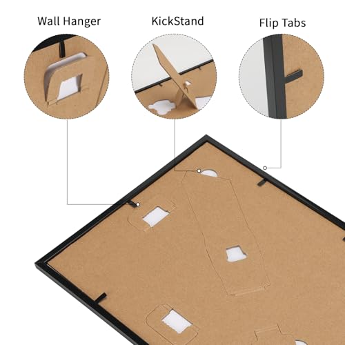 CRUGLA 5x7 Picture Frames Set of 11, Display Pictures 4x6 with Mat or 5 by 7 without Mat, Wall or Tabletop Display, Black - Image 5