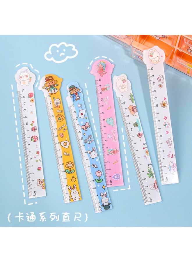 HELPS Creative Stationery Cute Ruler Acrylic Small Gift Cartoon Ruler Bookmark Students With 15cm Scale - Image 2