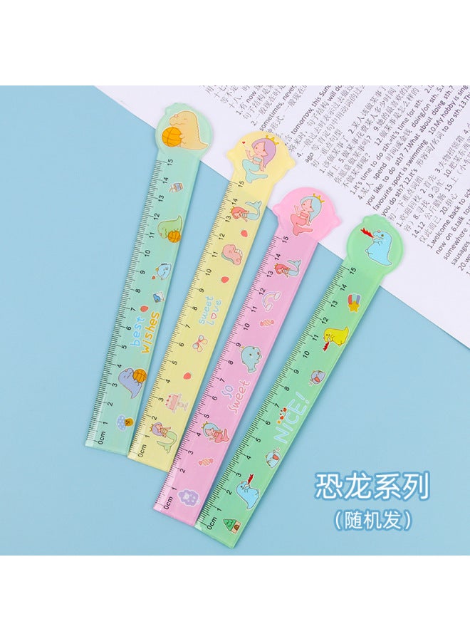HELPS Creative Stationery Cute Ruler Acrylic Small Gift Cartoon Ruler Bookmark Students With 15cm Scale - Image 1