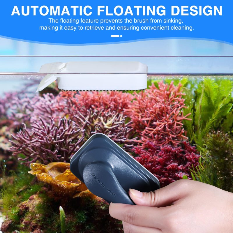 fishkeeper Aquarium Strong Magnetic Glass Cleaner Brush, Fish Tank Algae Magnet Cleaning Tool with 2 Detachable Scrapers, Mag Float Scrubber for 0.2 Inch Glass and Acrylic Tanks - Image 4