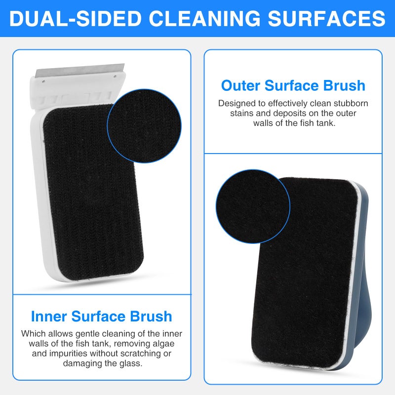 fishkeeper Aquarium Strong Magnetic Glass Cleaner Brush, Fish Tank Algae Magnet Cleaning Tool with 2 Detachable Scrapers, Mag Float Scrubber for 0.2 Inch Glass and Acrylic Tanks - Image 5
