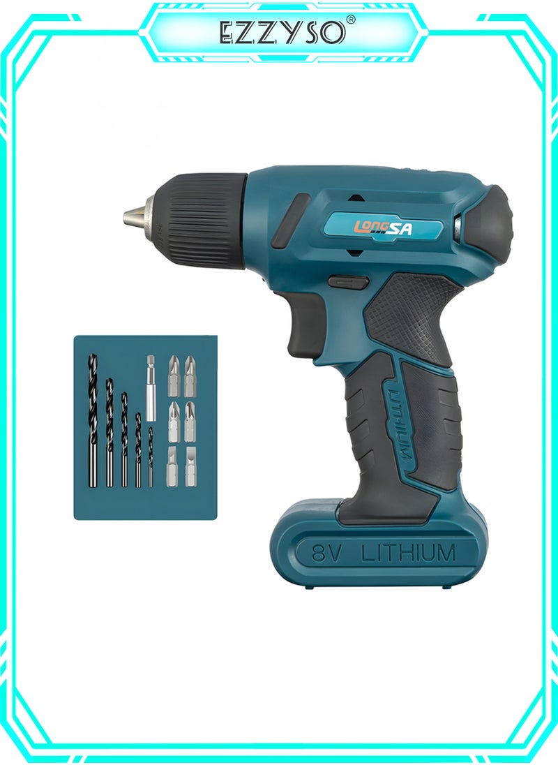 EzzySo - 8V Cordless Electric Screwdriver Set Mini Drill Portable Electric Rechargeable Lithium Battery Screwdriver Drill Power Tools - Image 1