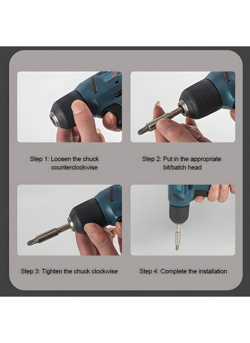 EzzySo - 8V Cordless Electric Screwdriver Set Mini Drill Portable Electric Rechargeable Lithium Battery Screwdriver Drill Power Tools - Image 1