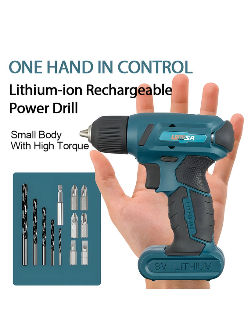 EzzySo - 8V Cordless Electric Screwdriver Set Mini Drill Portable Electric Rechargeable Lithium Battery Screwdriver Drill Power Tools - Image 1