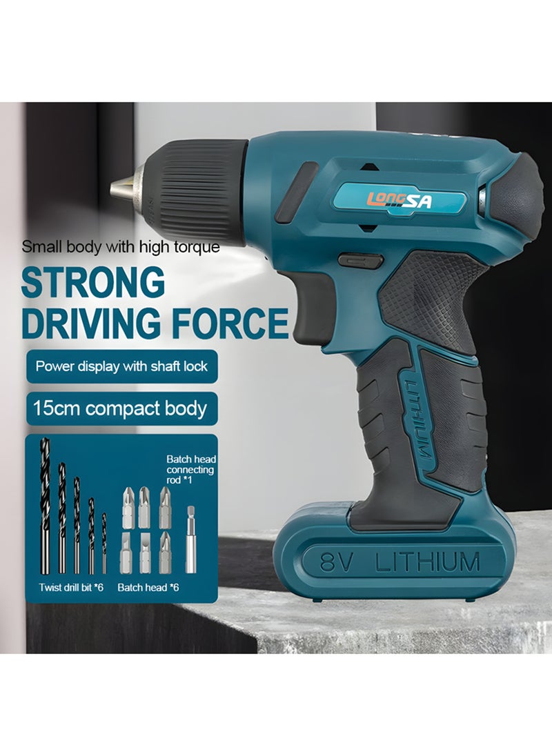 EzzySo - 8V Cordless Electric Screwdriver Set Mini Drill Portable Electric Rechargeable Lithium Battery Screwdriver Drill Power Tools - Image 1