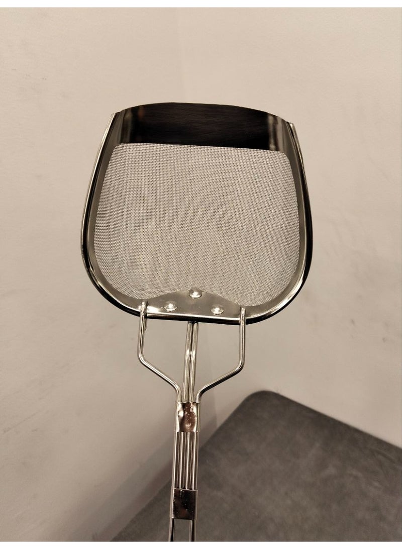 شيالة وصفاية استانلس ستيل بيد طويلة – ملعقة تصفية عميقة للقلي والسلق – مصفاة شبكية للمكرونة والخضار – مقاومة للصدأ – استخدام احترافي للمطبخ - Image 3