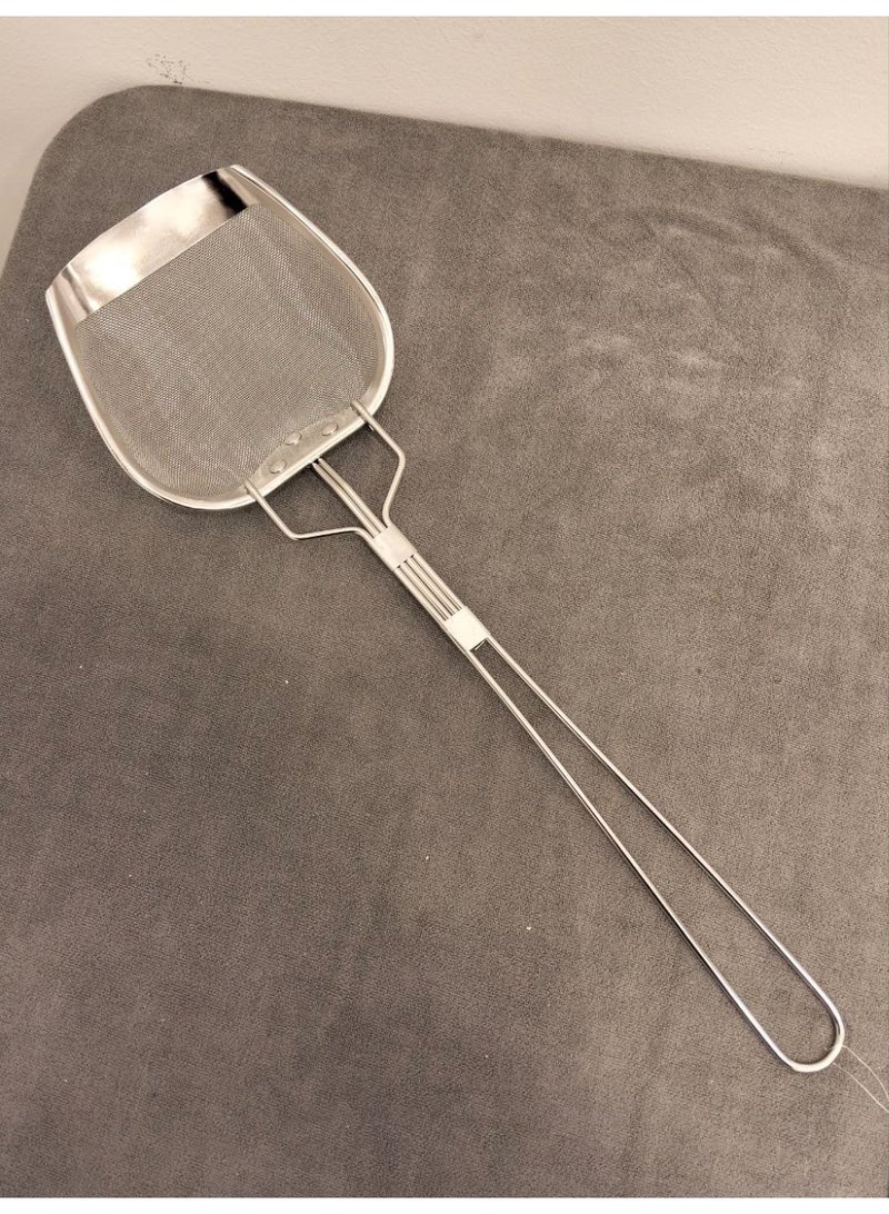 شيالة وصفاية استانلس ستيل بيد طويلة – ملعقة تصفية عميقة للقلي والسلق – مصفاة شبكية للمكرونة والخضار – مقاومة للصدأ – استخدام احترافي للمطبخ - Image 4