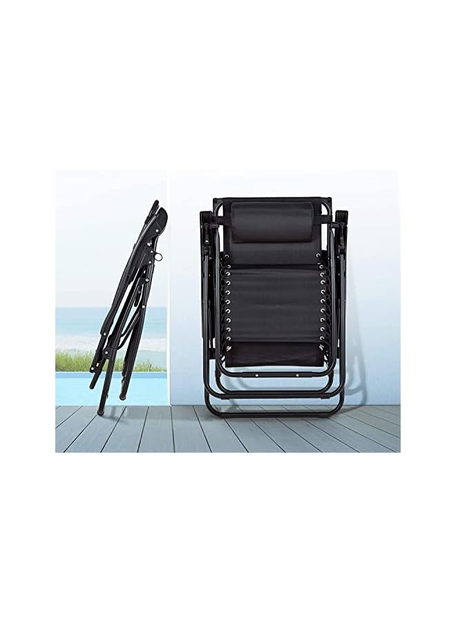PROMASS كرسي تخييم قابل للطي كرسي استرخاء خارجي كرسي حديقة كرسي شاطئ قابل للتعديل مع وسائد وحوامل أكواب لجانب المسبح والفناء والشاطئ - Image 2