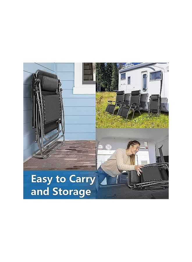 PROMASS كرسي تخييم قابل للطي كرسي استرخاء خارجي كرسي حديقة كرسي شاطئ قابل للتعديل مع وسائد وحوامل أكواب لجانب المسبح والفناء والشاطئ - Image 5