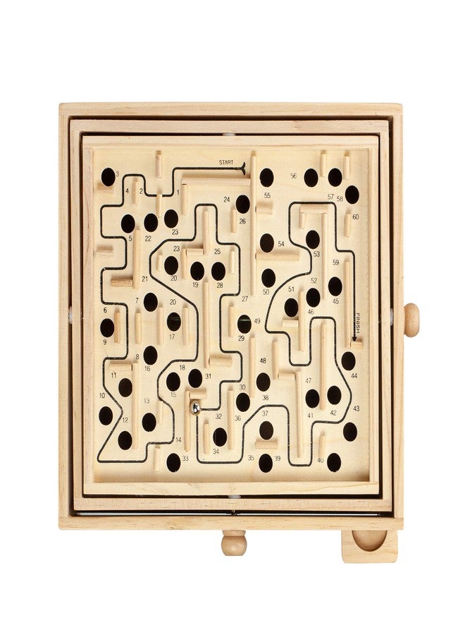 STERLING Wooden Labyrinth Marble Maze Game, Large 12.75" x 11.5" Tilt Maze Game Board with 60 Waypoints and Marble Balls Included, for Kids and Adults 6 Years and Up - Image 1