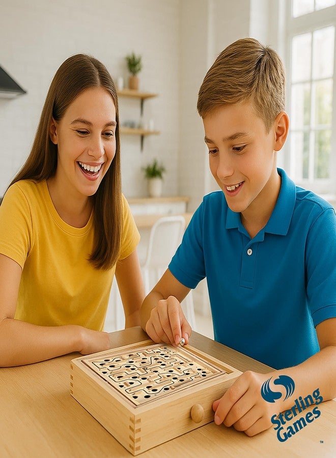 STERLING Wooden Labyrinth Marble Maze Game, Large 12.75" x 11.5" Tilt Maze Game Board with 60 Waypoints and Marble Balls Included, for Kids and Adults 6 Years and Up - Image 3
