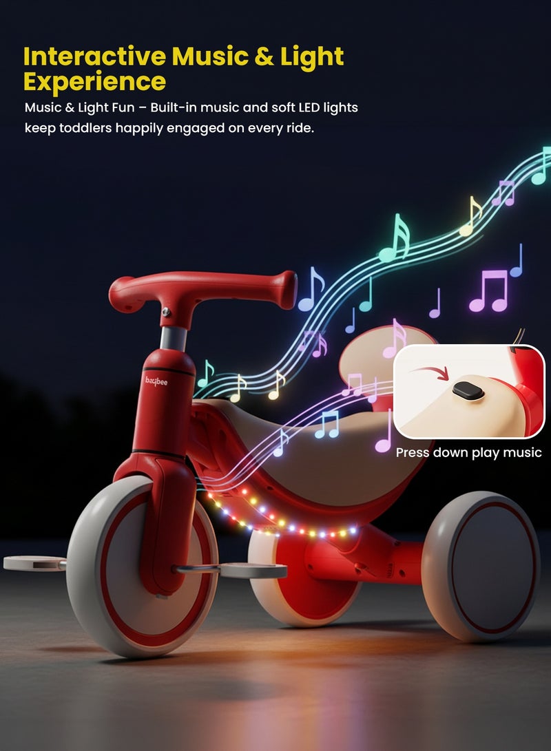 BAYBEE Baby Tricycle for Kids | Childrens Tricycle with Dazzling Light & Music, Durable Sturdy Frame & 3 Wheels Safe Design Kids Tricycle | Baby Cycle Kids Cycle | Easy to Assemble | Baby Tricycle for Children 2 to 5 Years Boy Girl Red - Image 2