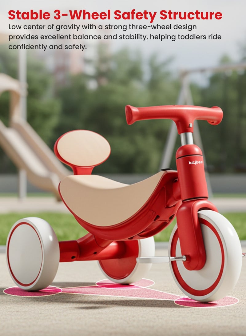 BAYBEE Baby Tricycle for Kids | Childrens Tricycle with Dazzling Light & Music, Durable Sturdy Frame & 3 Wheels Safe Design Kids Tricycle | Baby Cycle Kids Cycle | Easy to Assemble | Baby Tricycle for Children 2 to 5 Years Boy Girl Red - Image 4