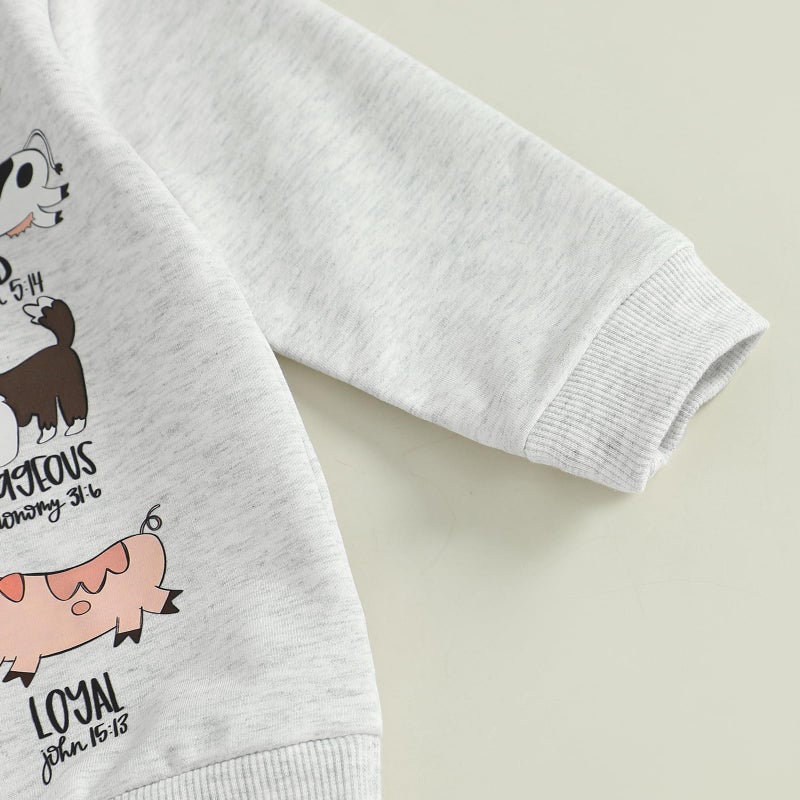Fernvia Toddler Boy Fall Winter Clothes God Says I Am Long Sleeve Pullover Sweatshirts + Solid Joggers Pants Outfits Set (Animal Green, 2-3T) - Image 5
