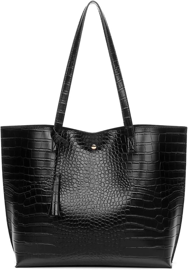 Dreubea Women's Soft Faux Leather Tote Shoulder Bag from, Big Capacity Tassel Handbag - Image 1