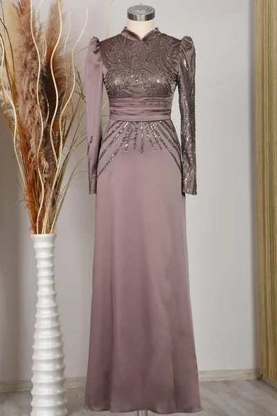 Esilanur Nehir Hijab Evening Dress Copper