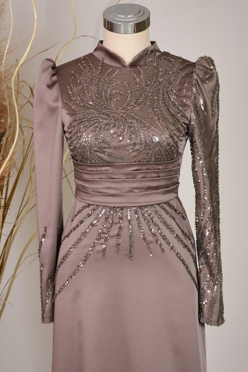 Esilanur Nehir Hijab Evening Dress Copper  - Image 2