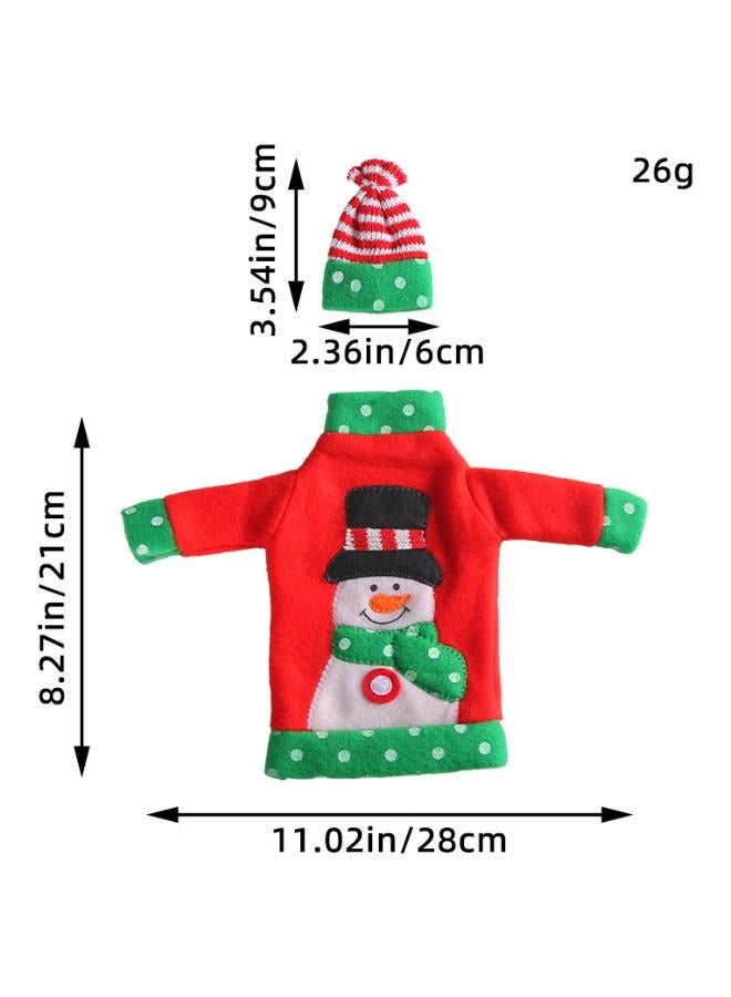 Christmas Wine Bottle Cover, Handmade Sweater Snowman Reindeer Wine Bottle Covers with Hat for Xmas New Year Party Table Centerpieces Decoration, Set of 2 - Image 3