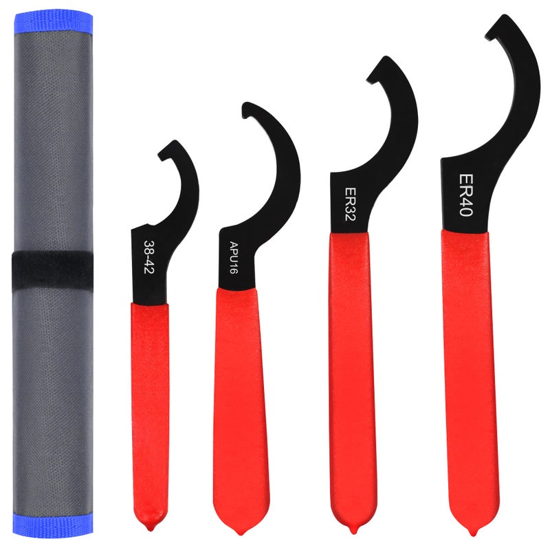 AutoWanderer Tool 4pcs Coilover Spanner Wrench Set Adjustable Shock Wrench Heavy Duty Steel C Spanner for Most Coil Overs Shocks Adjustment and Suspension System