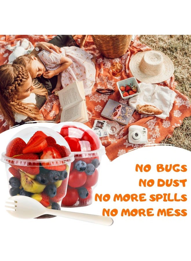Aatriet 12 oz Clear Plastic Parfait Cups with Dome Lids (NO HOLE) & Sporks, (50 Sets) Disposable Plastic Cups/Bowls for Cereal Parfait, Pudding, Snacks, Ice Cream, Yogurt, Dessert, On The Go Plastic Fruit Cup - Image 5