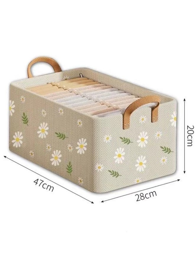 Generic 4 Pcs Storage Box Clothes Organisers,Foldable Storage Box with Handle for Organizing Toys, Clothes, Office, 47x28x20cm, Beige  - Image 2