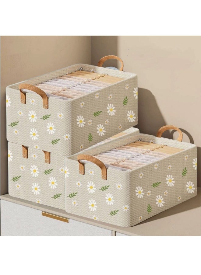 Generic 4 Pcs Storage Box Clothes Organisers,Foldable Storage Box with Handle for Organizing Toys, Clothes, Office, 47x28x20cm, Beige  - Image 4