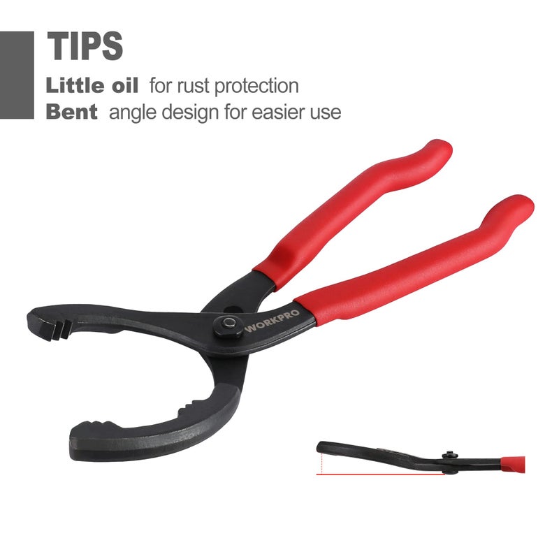 WORKPRO 12" Adjustable Oil Filter Pliers, Wrench Adjustable Oil Filter Removal Tool, Ideal For Engine Filters, Conduit, & Fittings, W114083A - Image 5