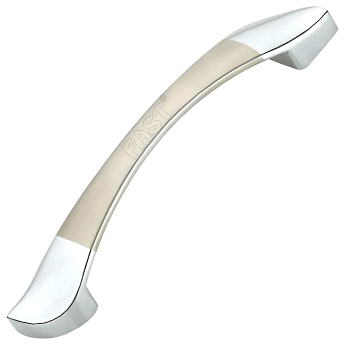 FAST مقبض خزانة الأثاث بلمسة فضية من الكروم والفولاذ المقاوم للصدأ 6 قطع (96 مم 4 بوصة) - Image 2