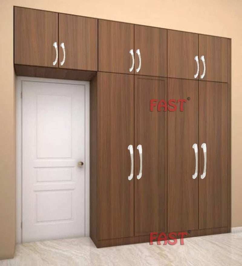 FAST مقبض خزانة الأثاث بلمسة فضية من الكروم والفولاذ المقاوم للصدأ 6 قطع (96 مم 4 بوصة) - Image 4