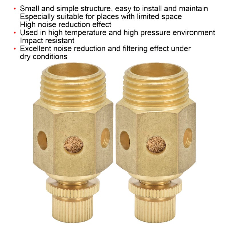 Brass Pneumatic Muffler 1 2in NPT Adjustable Exhaust High Noise Reduction Easy Install - Image 5